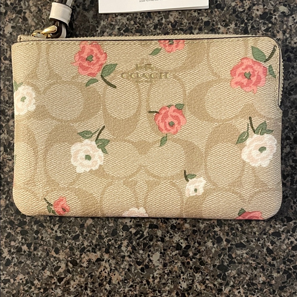 Coach Floral Wristlet in Beige and Coral - Picture 5 of 5